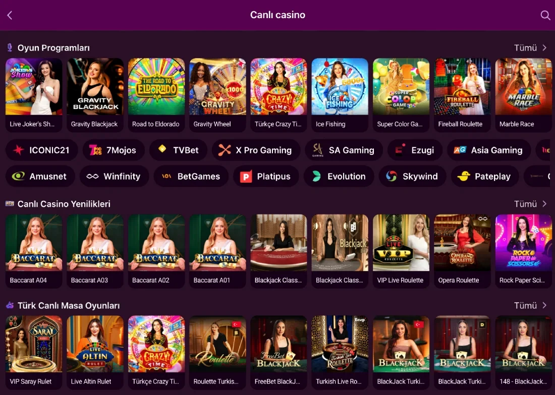 Luks Casino homepage snapshot of live casino game shows and provider list